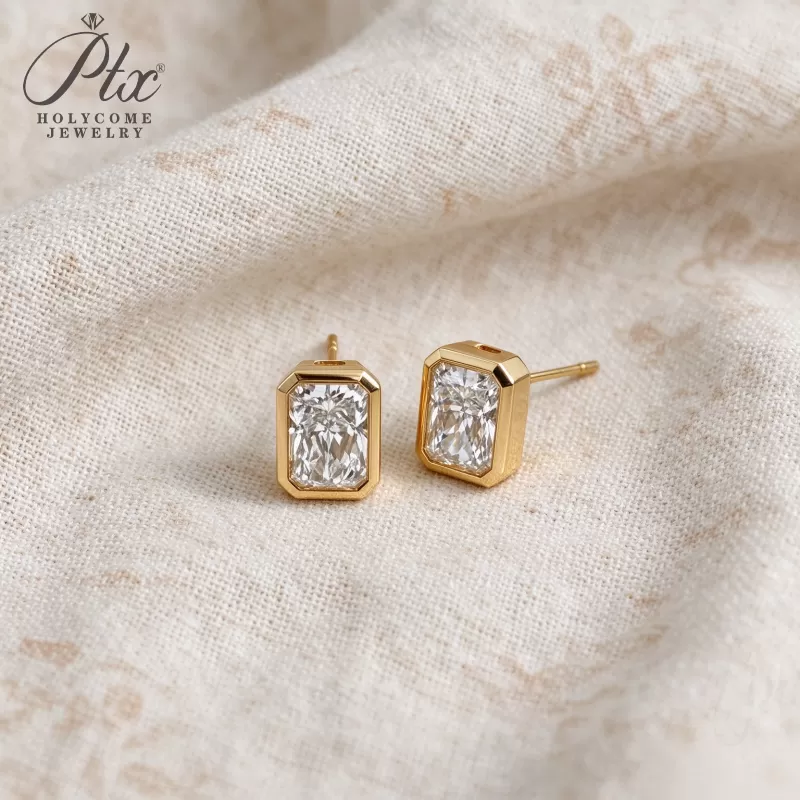 1ct Round Lab Grown Diamond Stud Earrings D Color VVS1 14K Gold Plated GRA