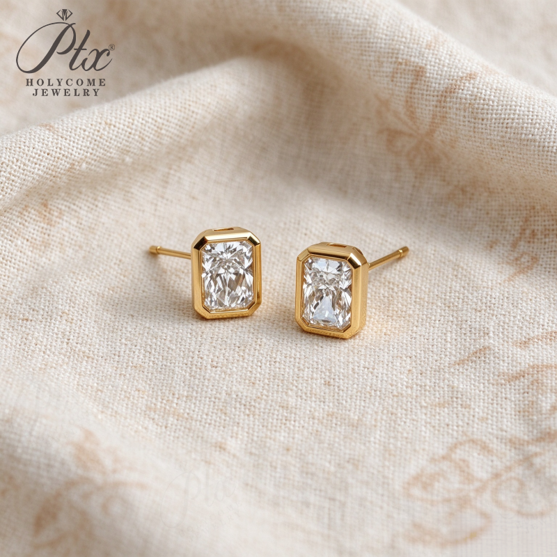 1ct Round Lab Grown Diamond Stud Earrings D Color VVS1 14K Gold Plated GRA - Image 2
