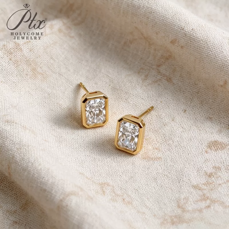 1ct Round Lab Grown Diamond Stud Earrings D Color VVS1 14K Gold Plated GRA - Image 4