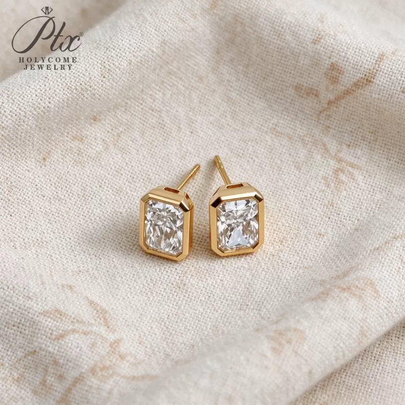 1ct Round Lab Grown Diamond Stud Earrings D Color VVS1 14K Gold Plated GRA - Image 5