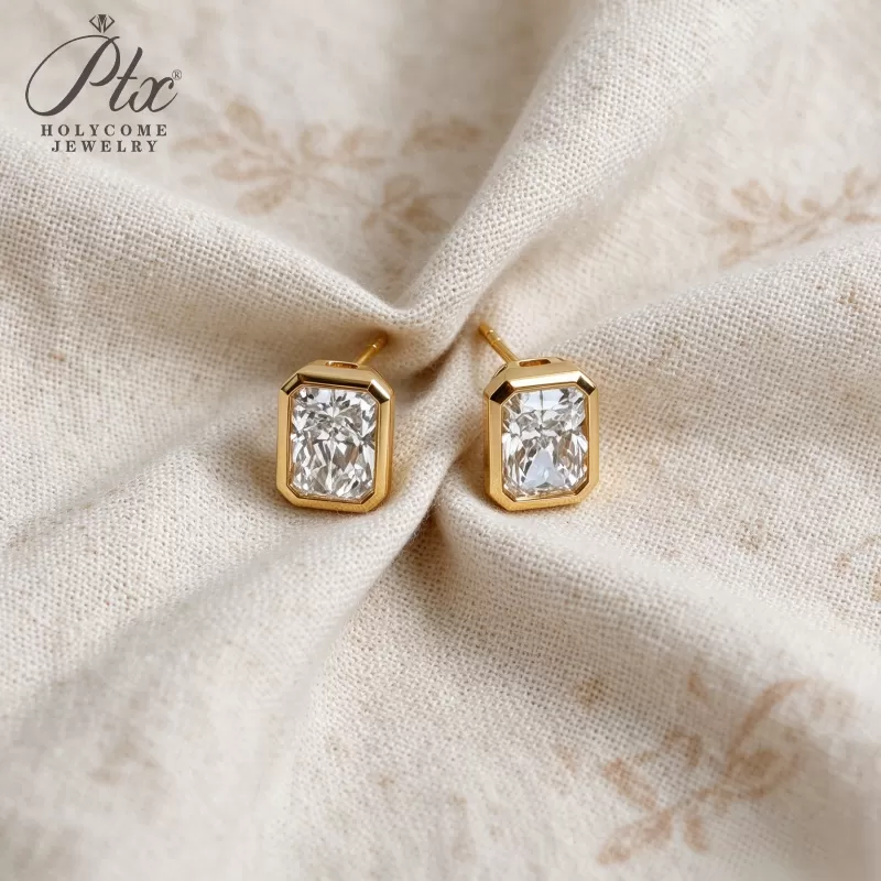 1ct Round Lab Grown Diamond Stud Earrings D Color VVS1 14K Gold Plated GRA - Image 8