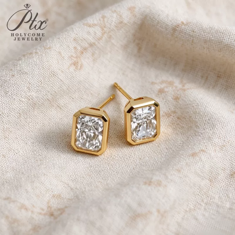 1ct Round Lab Grown Diamond Stud Earrings D Color VVS1 14K Gold Plated GRA - Image 9