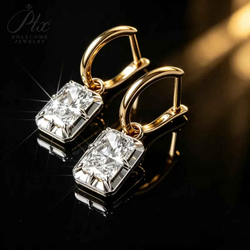 1ct Round Lab Grown Diamond Stud Earrings D Color VVS1 14K Gold Plated GRA - Image 2
