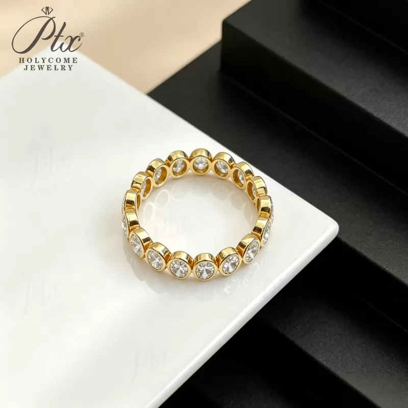 1ct Round Lab Grown Diamond Ring D Color VVS1 14K Gold Plated GRA - Image 4