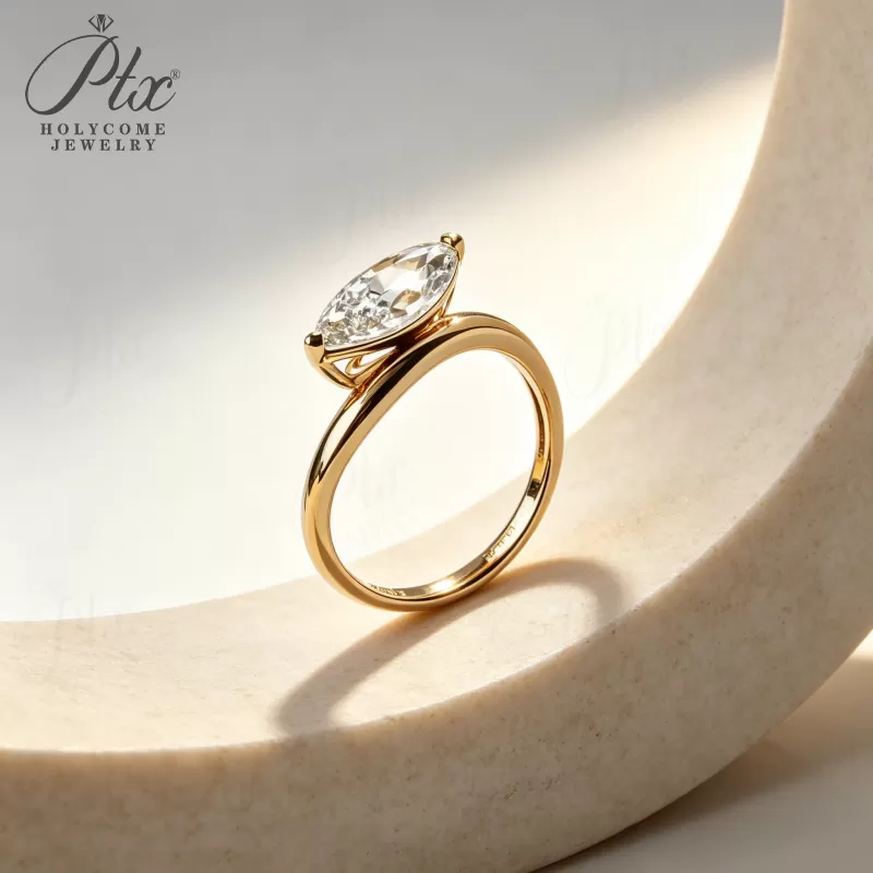 1-2ct Marquise Lab Grown Diamond Ring D Color VVS1 14K Gold Plated IGI - Image 7