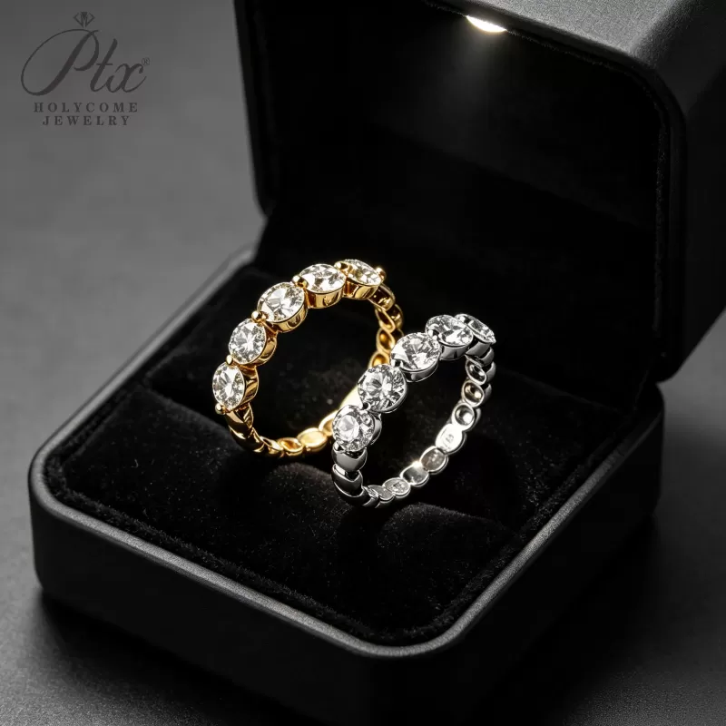 1ct Round Lab Grown Diamond Ring D Color VVS1 14K Gold Plated IGI - Image 2