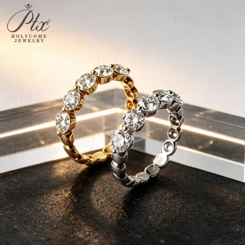 1ct Round Lab Grown Diamond Ring D Color VVS1 14K Gold Plated IGI - Image 3