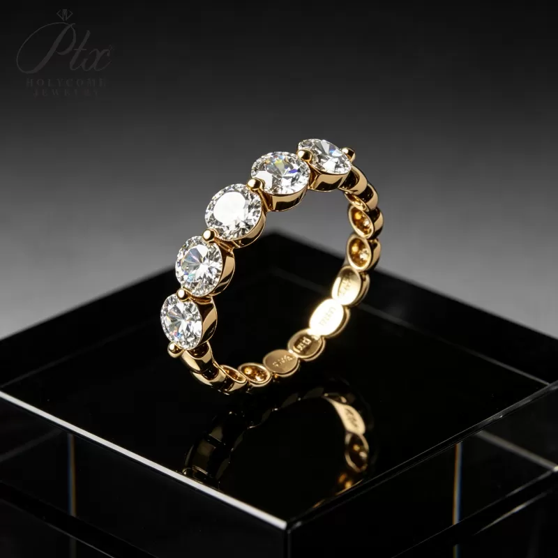 1ct Round Lab Grown Diamond Ring D Color VVS1 14K Gold Plated IGI - Image 6