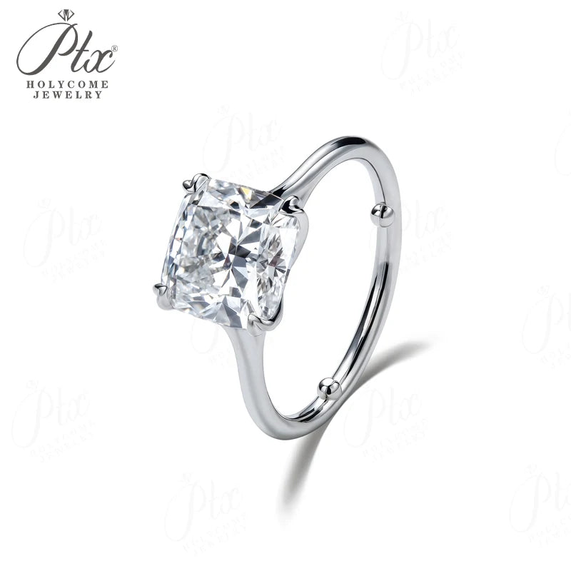 1ct Cushion Lab Grown Diamond Ring D Color VVS1 925 Sterling Silver GRA