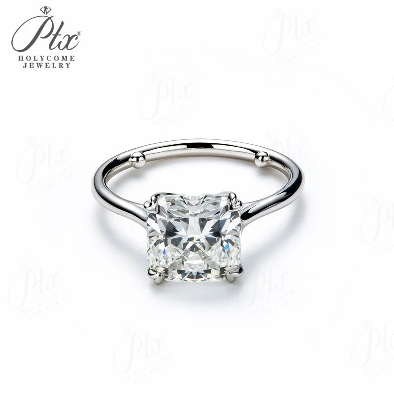 1ct Cushion Lab Grown Diamond Ring D Color VVS1 925 Sterling Silver GRA - Image 3