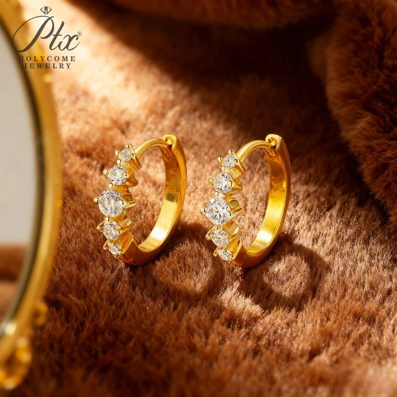 1ct Round Moissanite Stud Earrings D Color VVS1 14K Gold Plated GRA - Image 3