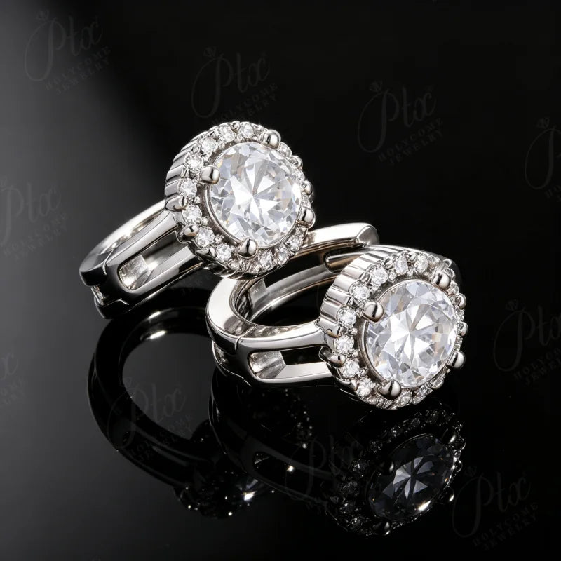12ct Round Moissanite Stud Earrings D Color VVS1 925 Sterling Silver GRA