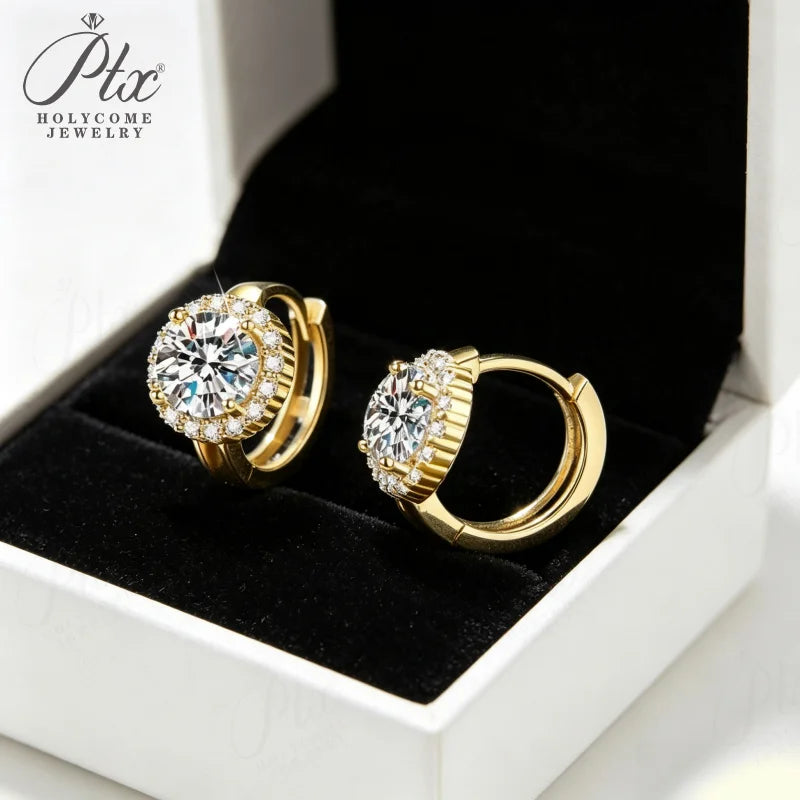 12ct Round Moissanite Stud Earrings D Color VVS1 925 Sterling Silver GRA - Image 2