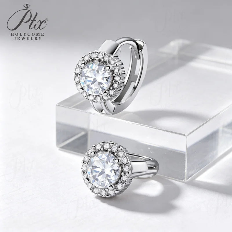 12ct Round Moissanite Stud Earrings D Color VVS1 925 Sterling Silver GRA - Image 4