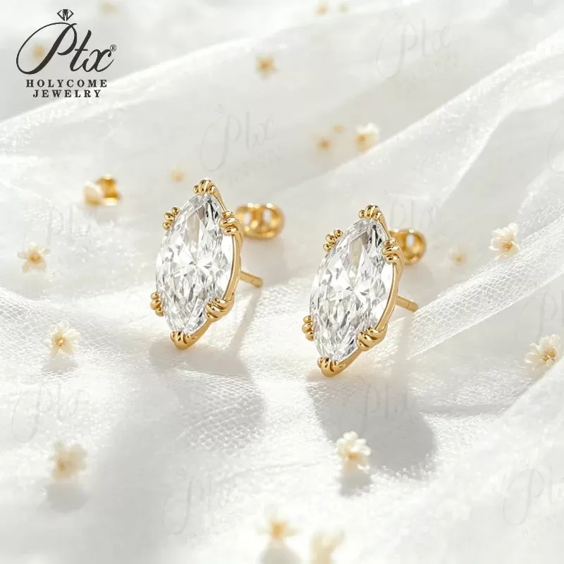 1-2ct Marquise Moissanite Stud Earrings D Color VVS1 925 Sterling Silver GRA - Image 2