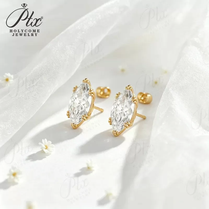 1-2ct Marquise Moissanite Stud Earrings D Color VVS1 925 Sterling Silver GRA - Image 4