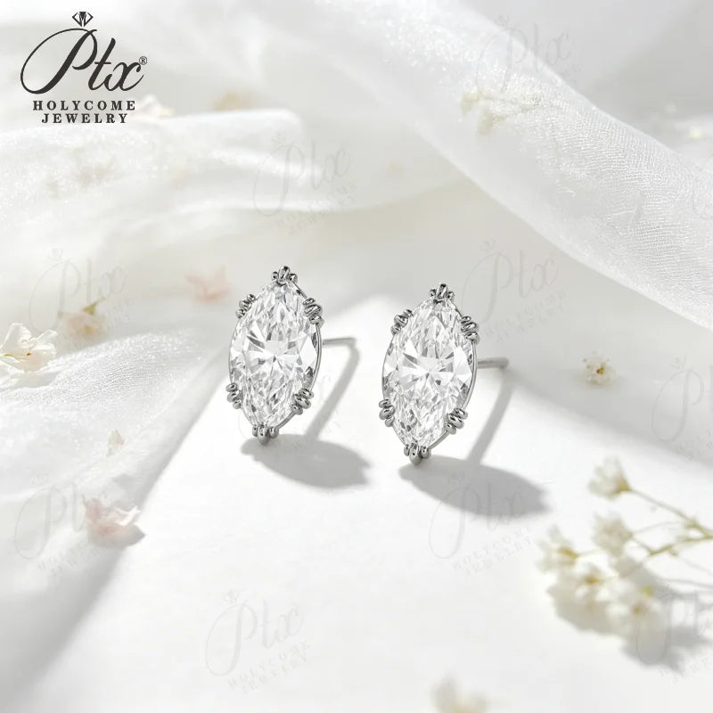 1-2ct Marquise Moissanite Stud Earrings D Color VVS1 925 Sterling Silver GRA - Image 7