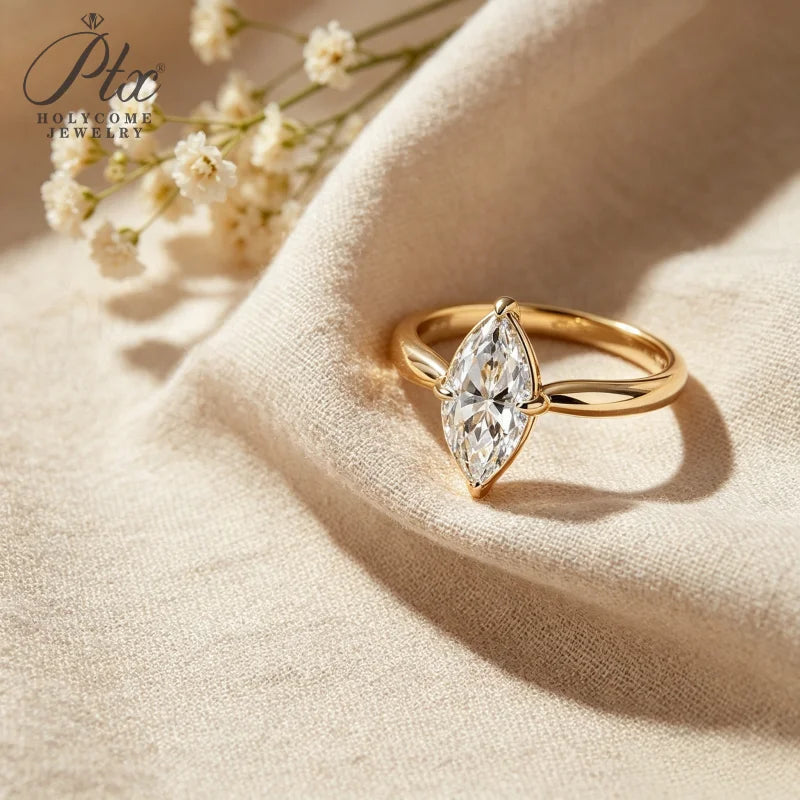 1-3ct Marquise Moissanite Ring D Color VVS1 925 Sterling Silver GRA - Image 8