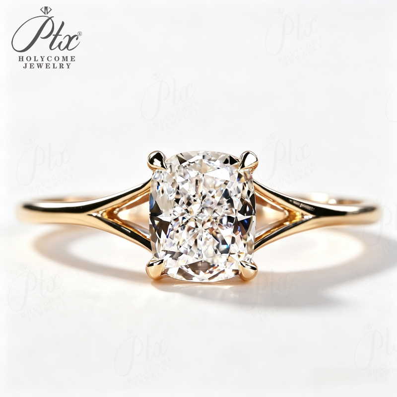 1-3ct Cushion Lab Grown Diamond Ring D Color VVS1 925 Sterling Silver IGI