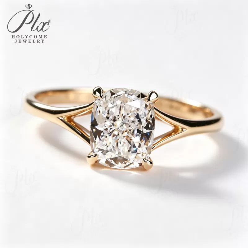 1-3ct Cushion Lab Grown Diamond Ring D Color VVS1 925 Sterling Silver IGI - Image 2