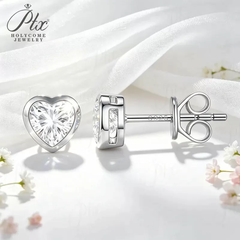 1-4ct Heart Moissanite Stud Earrings D Color VVS1 925 Sterling Silver GRA - Image 5