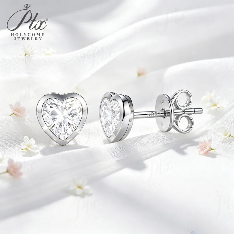 1-4ct Heart Moissanite Stud Earrings D Color VVS1 925 Sterling Silver GRA - Image 6