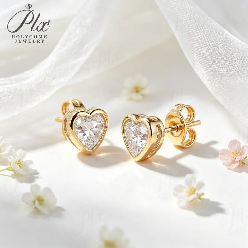 1-4ct Heart Moissanite Stud Earrings D Color VVS1 925 Sterling Silver GRA - Image 7