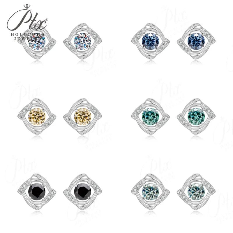 1ct Round Moissanite Stud Earrings D Color VVS1 925 Sterling Silver GRA - Image 2