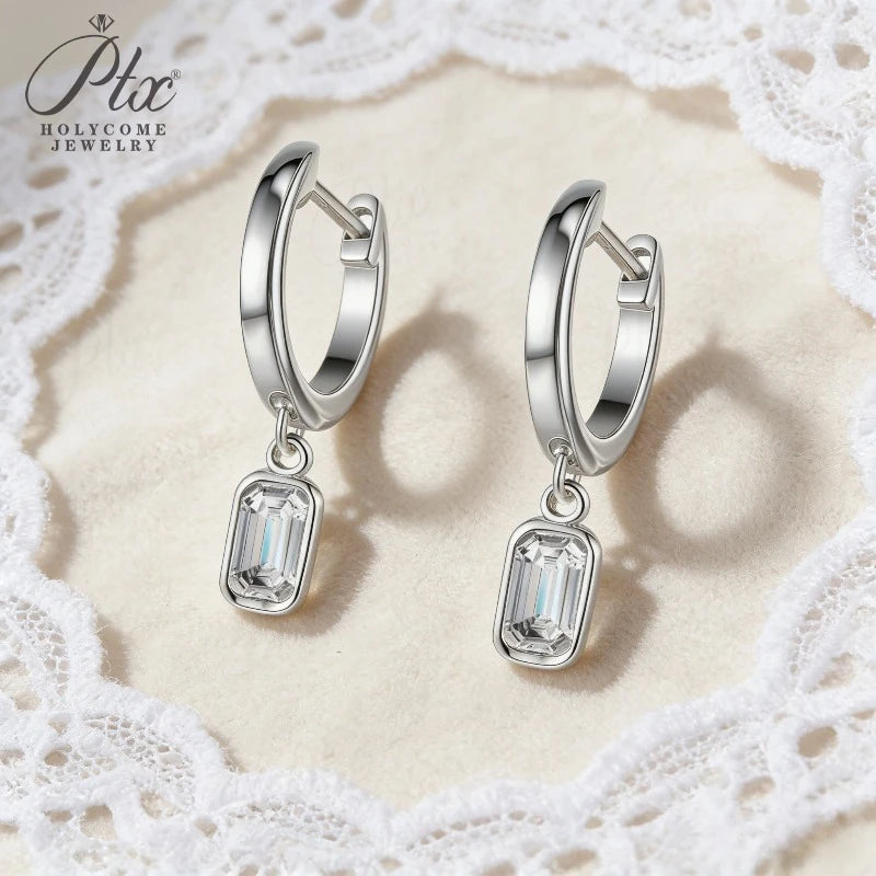 1ct Emerald Moissanite Stud Earrings D Color VVS1 925 Sterling Silver GRA - Image 5