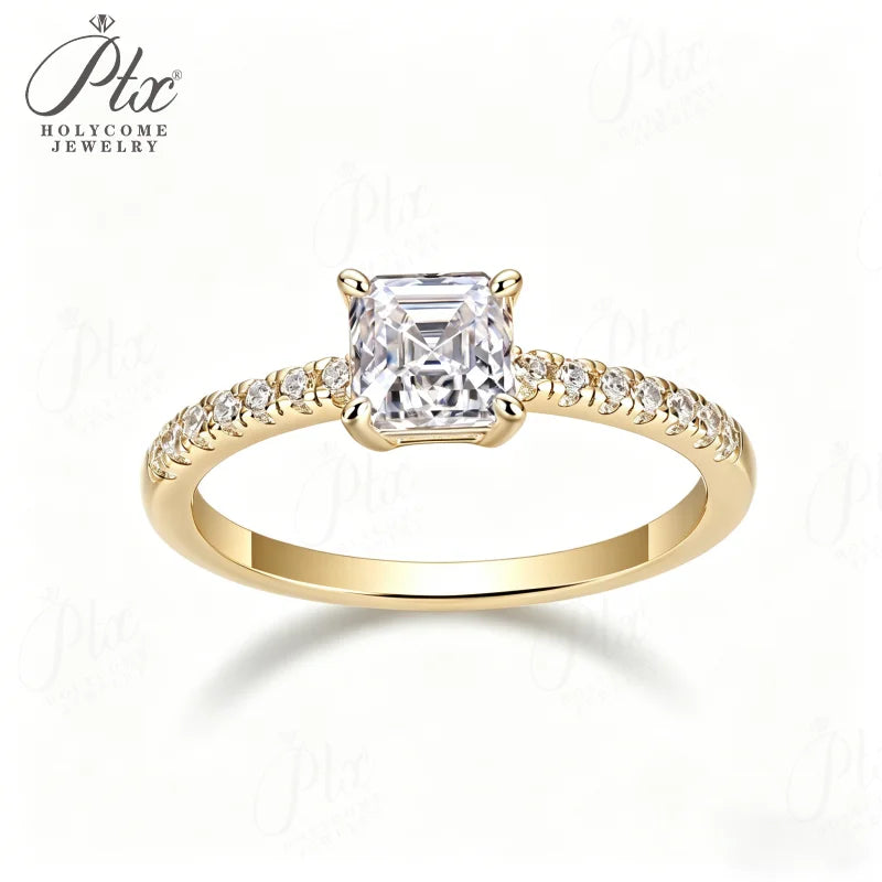 1ct Asscher Moissanite Ring D Color VVS1 925 Sterling Silver GRA - Image 2