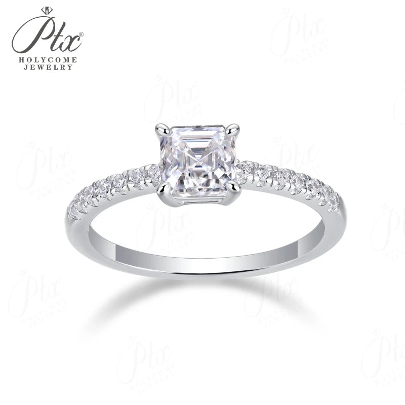 1ct Asscher Moissanite Ring D Color VVS1 925 Sterling Silver GRA - Image 8