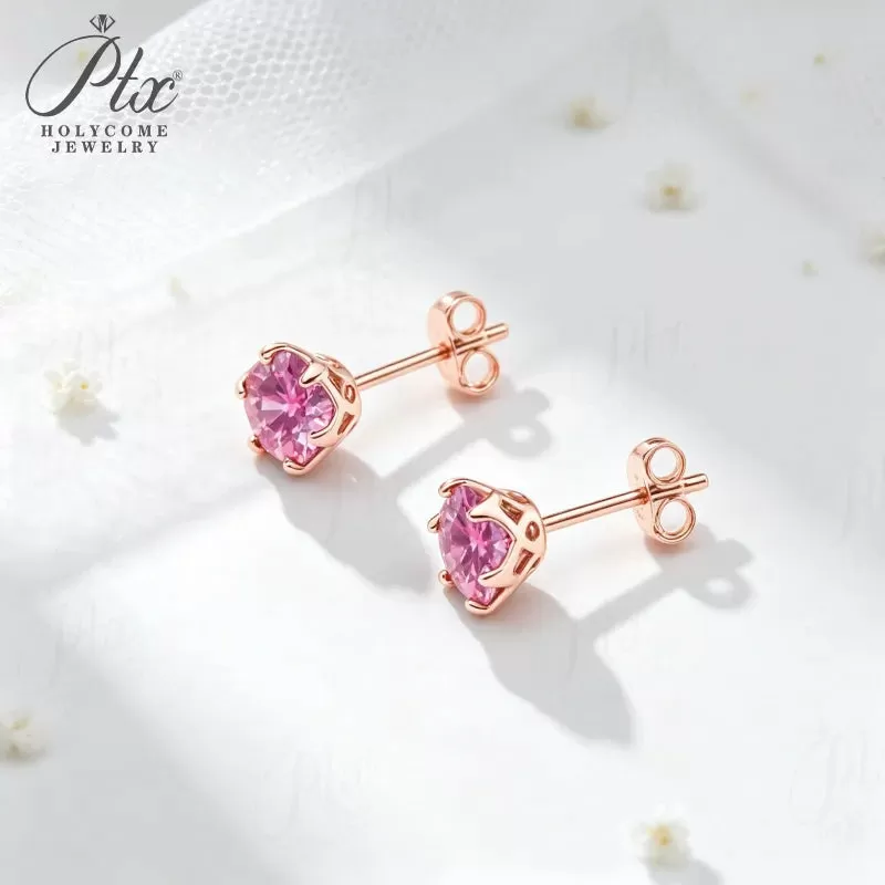 1ct Round Moissanite Stud Earrings D Color VVS1 925 Sterling Silver GRA - Image 2
