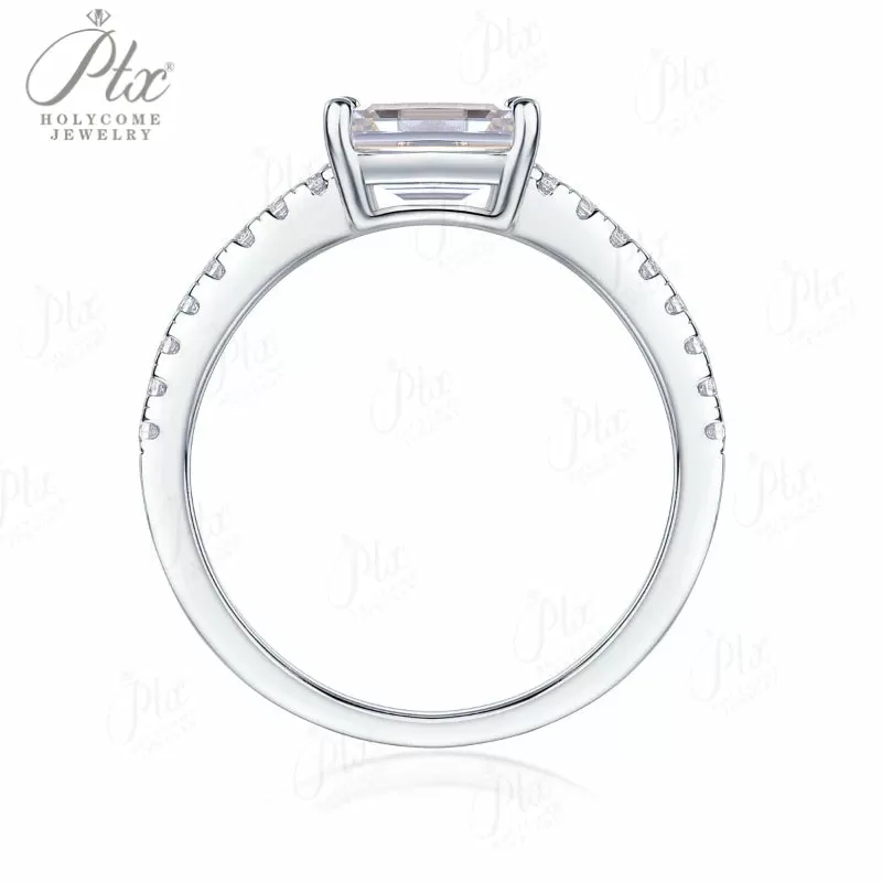 1ct Emerald Moissanite Ring D Color VVS1 925 Sterling Silver GRA - Image 4