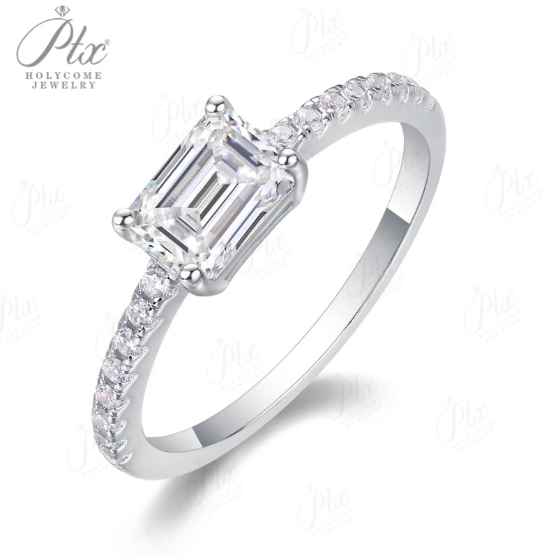 1ct Emerald Moissanite Ring D Color VVS1 925 Sterling Silver GRA - Image 7