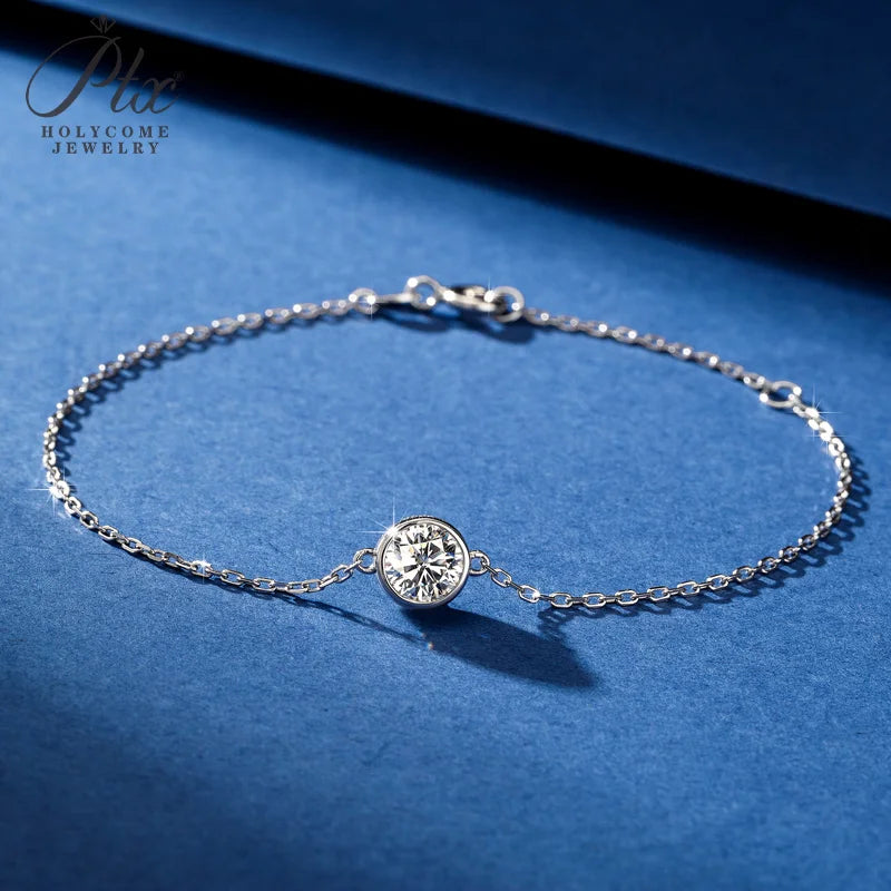1ct Round Moissanite Bracelet D Color VVS1 925 Sterling Silver GRA