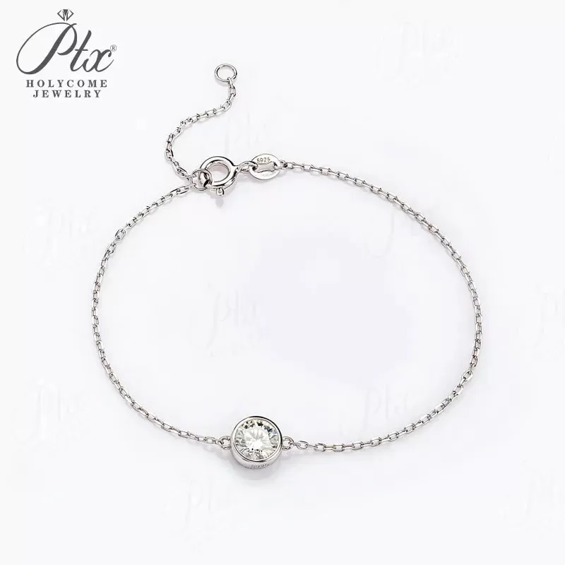 1ct Round Moissanite Bracelet D Color VVS1 925 Sterling Silver GRA - Image 2