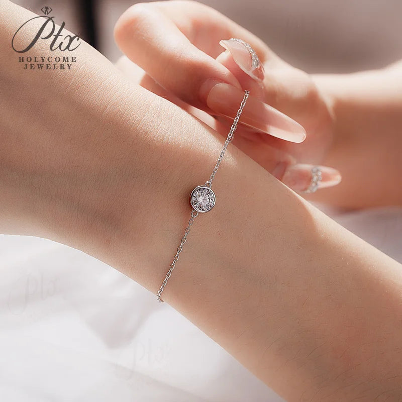 1ct Round Moissanite Bracelet D Color VVS1 925 Sterling Silver GRA - Image 4