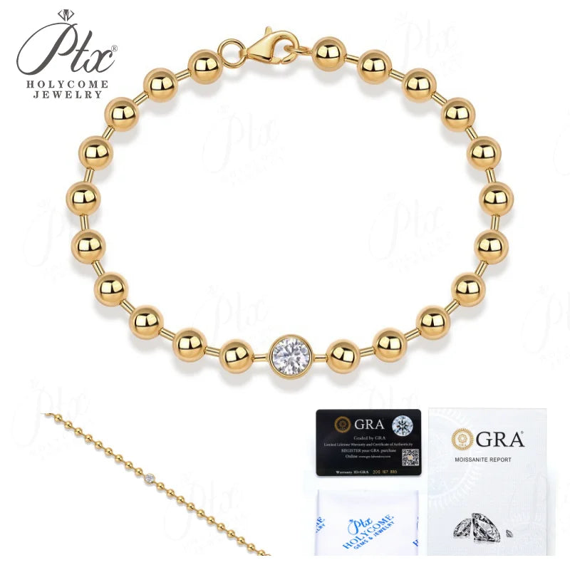 1ct Round Moissanite Bracelet D Color VVS1 925 Sterling Silver GRA - Image 2
