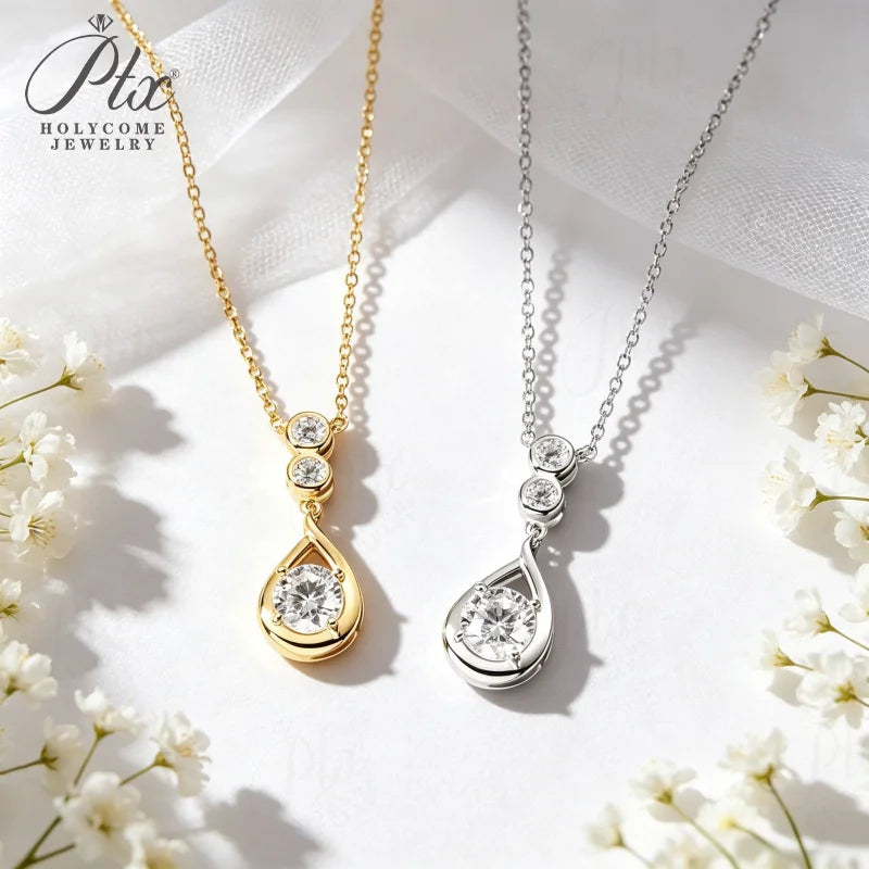 1ct Round Moissanite Pendant Necklace D Color VVS1 925 Sterling Silver GRA