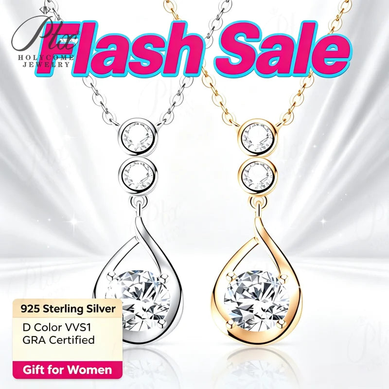 1ct Round Moissanite Pendant Necklace D Color VVS1 925 Sterling Silver GRA - Image 2