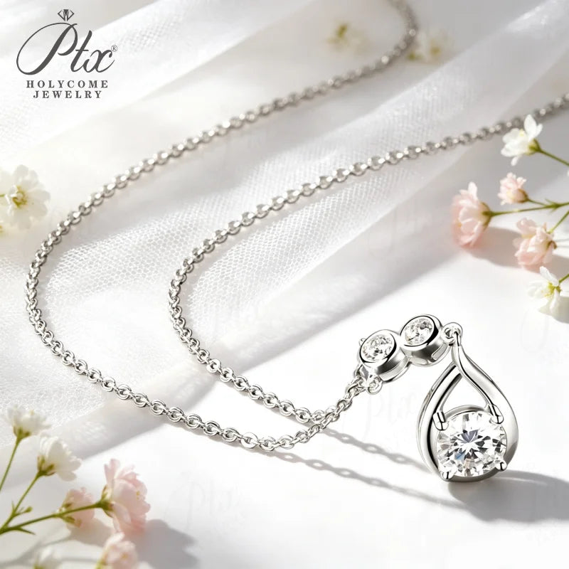 1ct Round Moissanite Pendant Necklace D Color VVS1 925 Sterling Silver GRA - Image 5