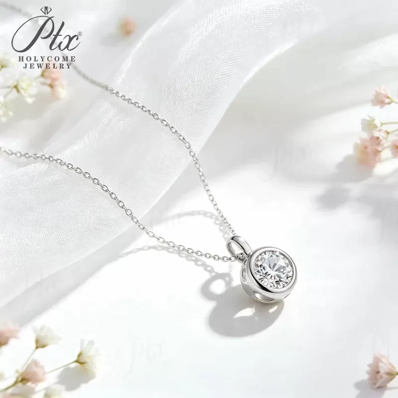 1ct Round Moissanite Pendant Necklace D Color VVS1 925 Sterling Silver GRA - Image 4