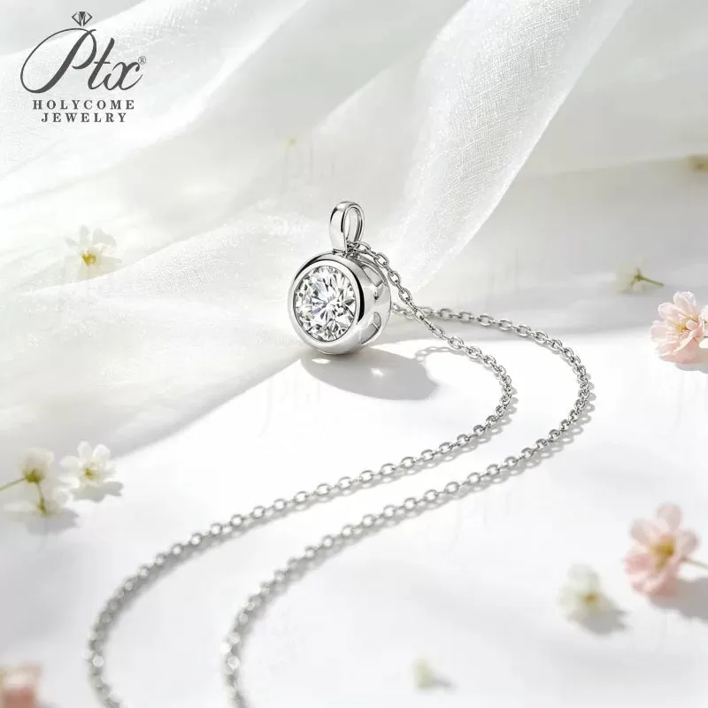 1ct Round Moissanite Pendant Necklace D Color VVS1 925 Sterling Silver GRA - Image 6
