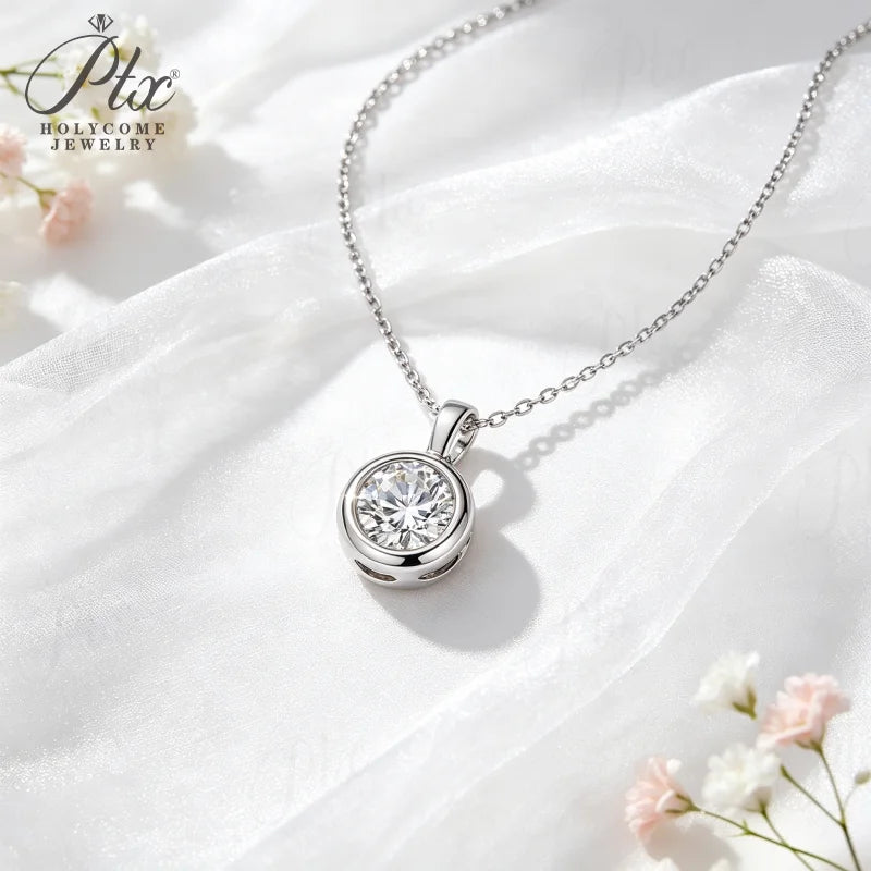 1ct Round Moissanite Pendant Necklace D Color VVS1 925 Sterling Silver GRA - Image 7
