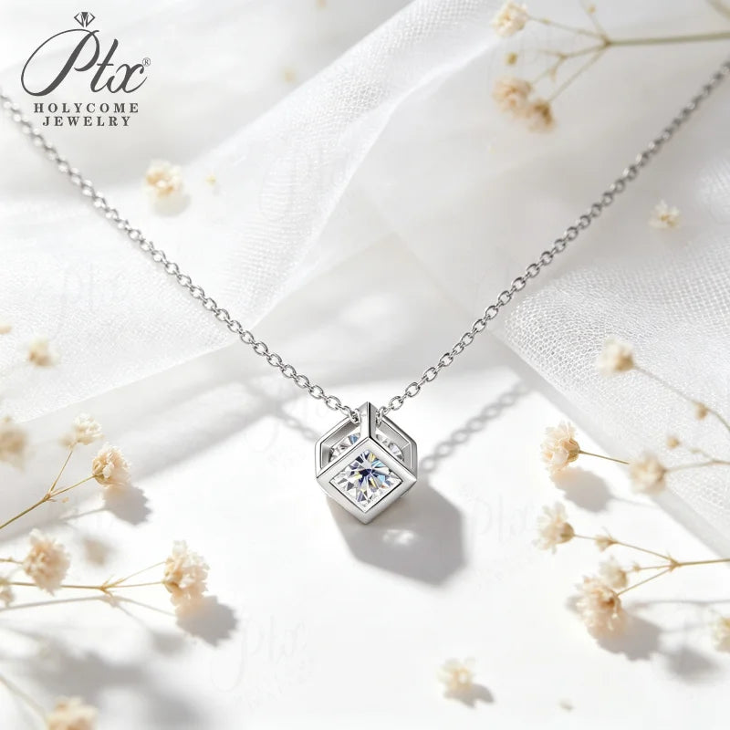 0.5-1ct Round Moissanite Pendant Necklace D Color VVS1 925 Sterling Silver GRA - Image 2