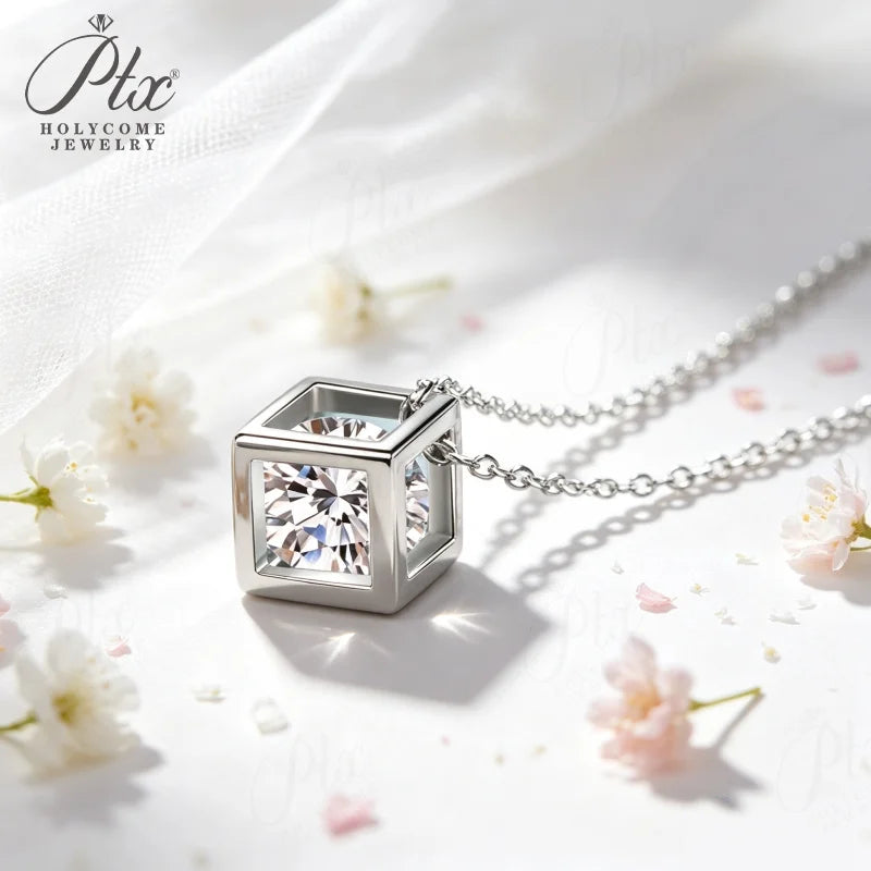 0.5-1ct Round Moissanite Pendant Necklace D Color VVS1 925 Sterling Silver GRA - Image 4