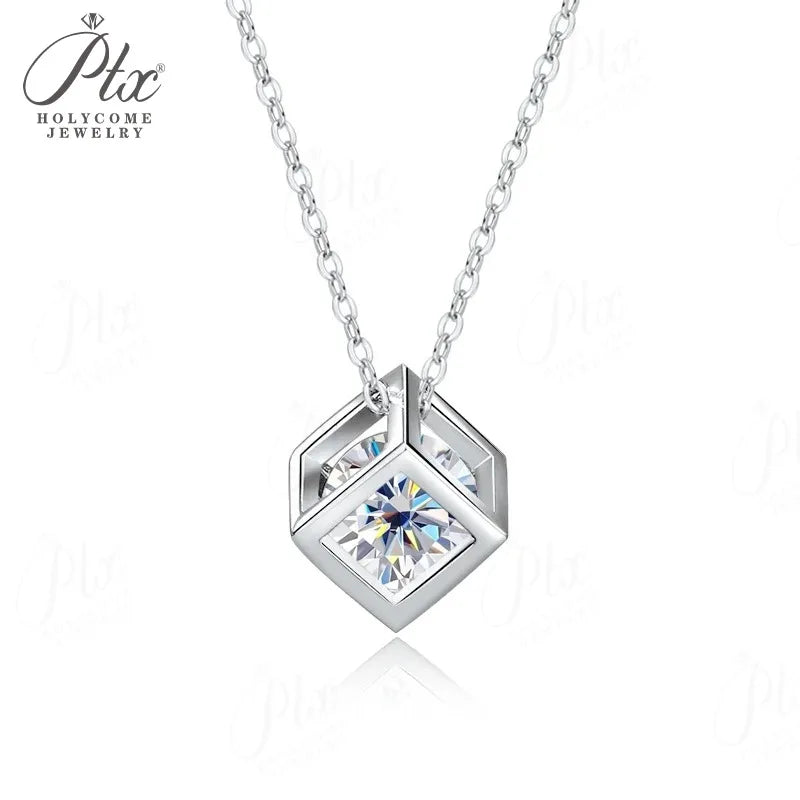 0.5-1ct Round Moissanite Pendant Necklace D Color VVS1 925 Sterling Silver GRA - Image 8