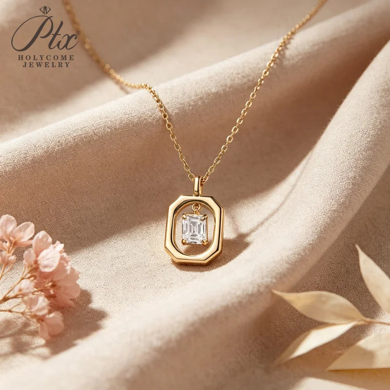 1ct Emerald Moissanite Pendant Necklace D Color VVS1 925 Sterling Silver GRA - Image 7