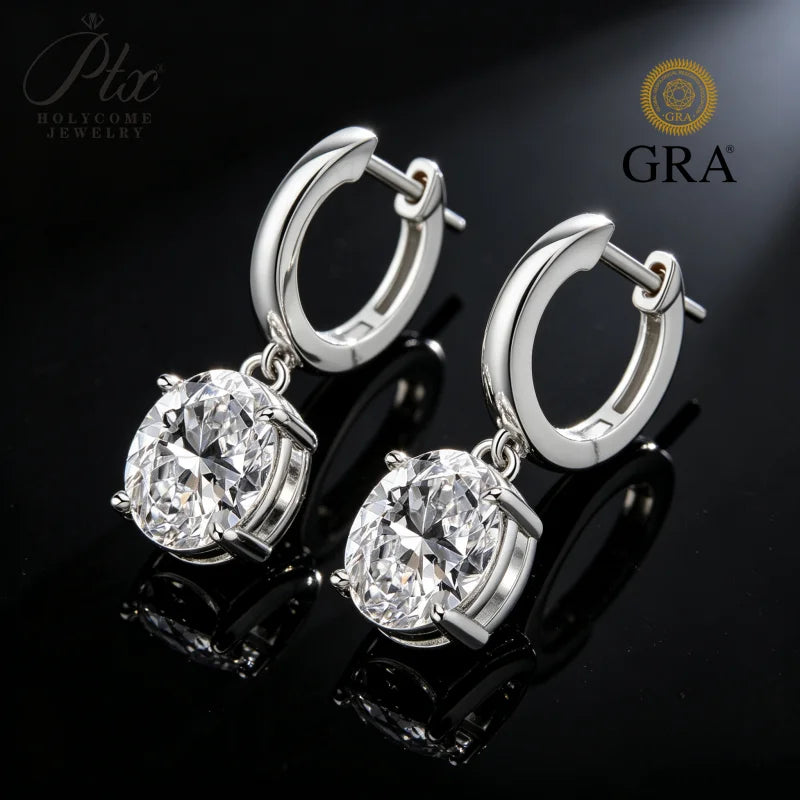 24ct Round Moissanite Stud Earrings D Color VVS1 925 Sterling Silver GRA