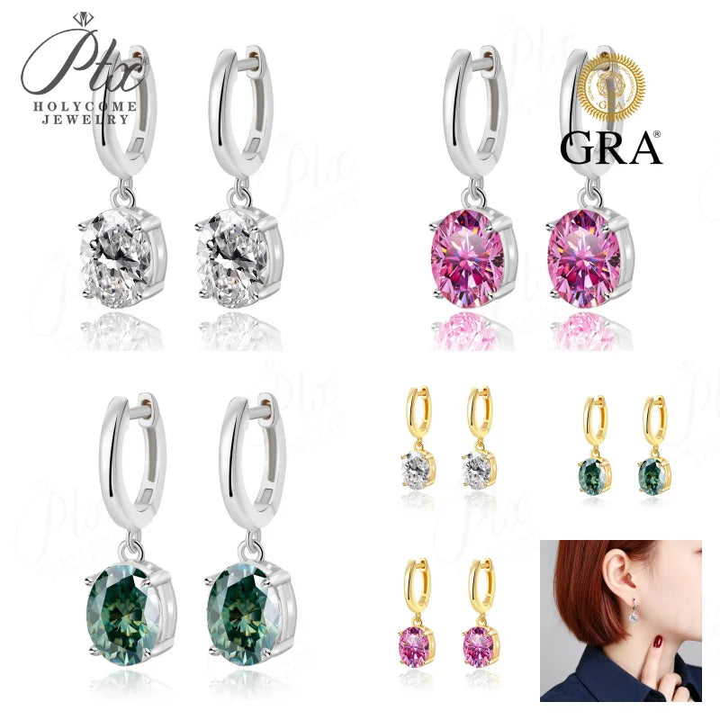 24ct Round Moissanite Stud Earrings D Color VVS1 925 Sterling Silver GRA - Image 2